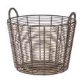 Round Decorative Basket for Throw Blankets and Pillows