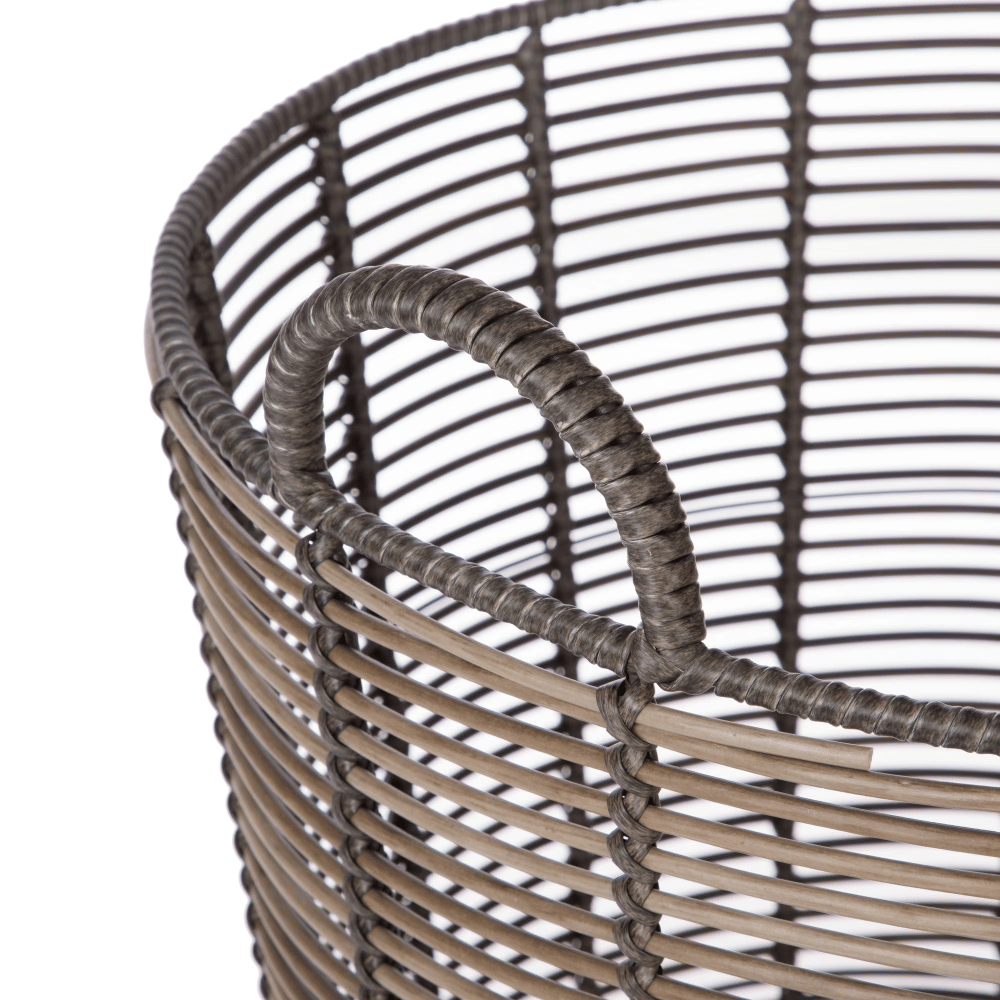 Round Decorative Basket for Throw Blankets and Pillows