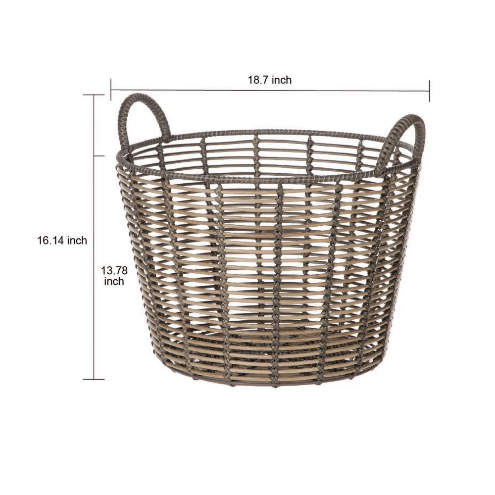 Round Decorative Basket for Throw Blankets and Pillows