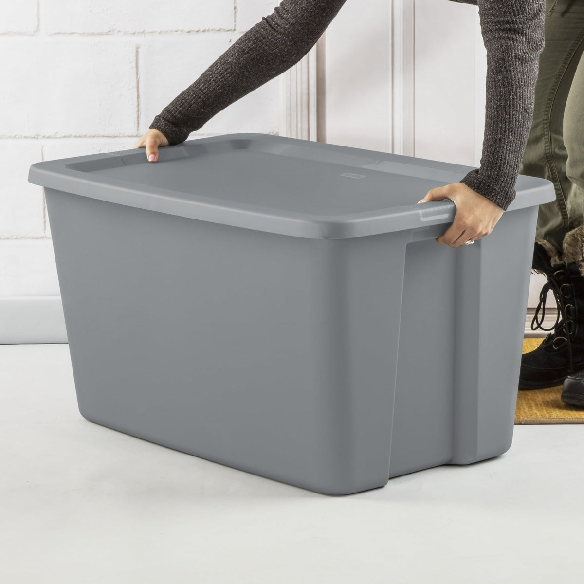 Stackable Storage Bins with Snap-On Lids for Bedding and Gear
