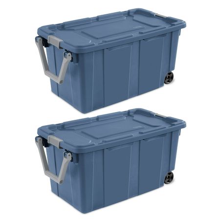 Wheeled Industrial Storage Totes with Latching Lids