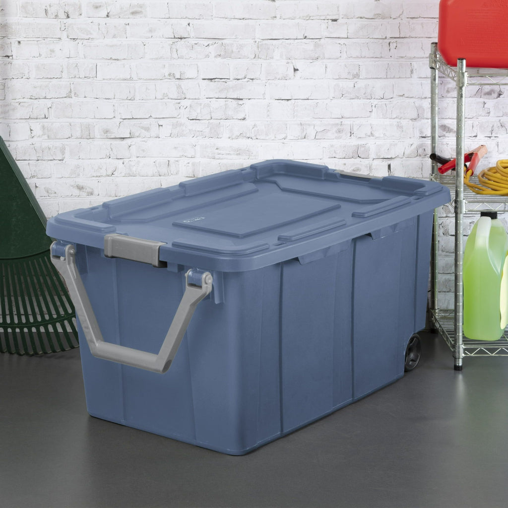 Wheeled Industrial Storage Totes with Latching Lids