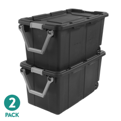 Extra Large Wheeled Industrial Storage Bin, 40 Gallon Rugged Plastic Storage Tote with
