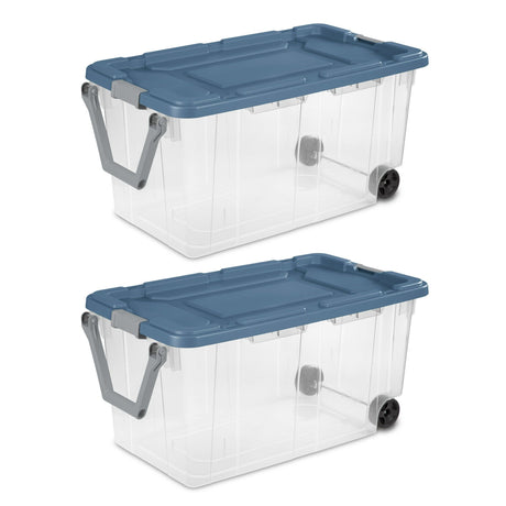 Extra Large Wheeled Storage Bin with Clear Visibility and Secure Latching