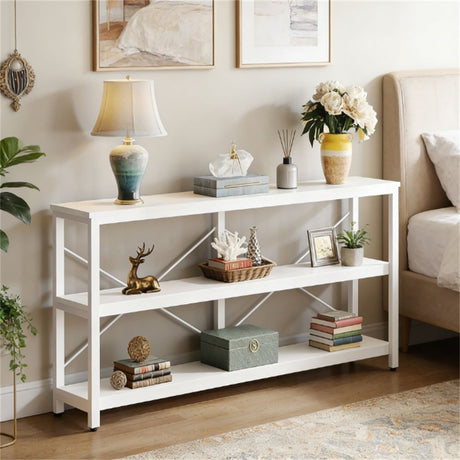 Rustic Industrial Three-Tier Console Table