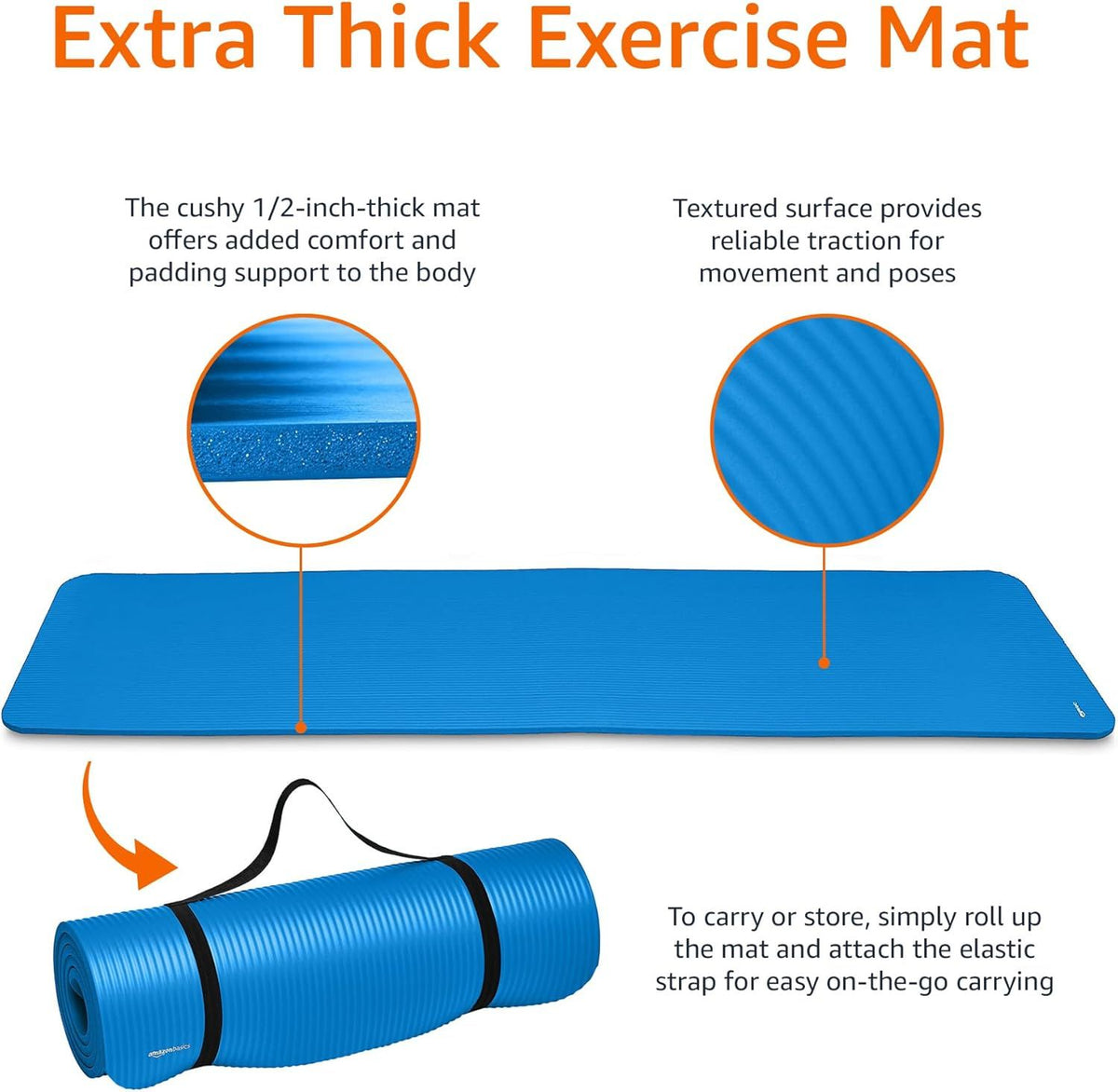 Exercise Yoga Mat with Convenient Carrying Strap