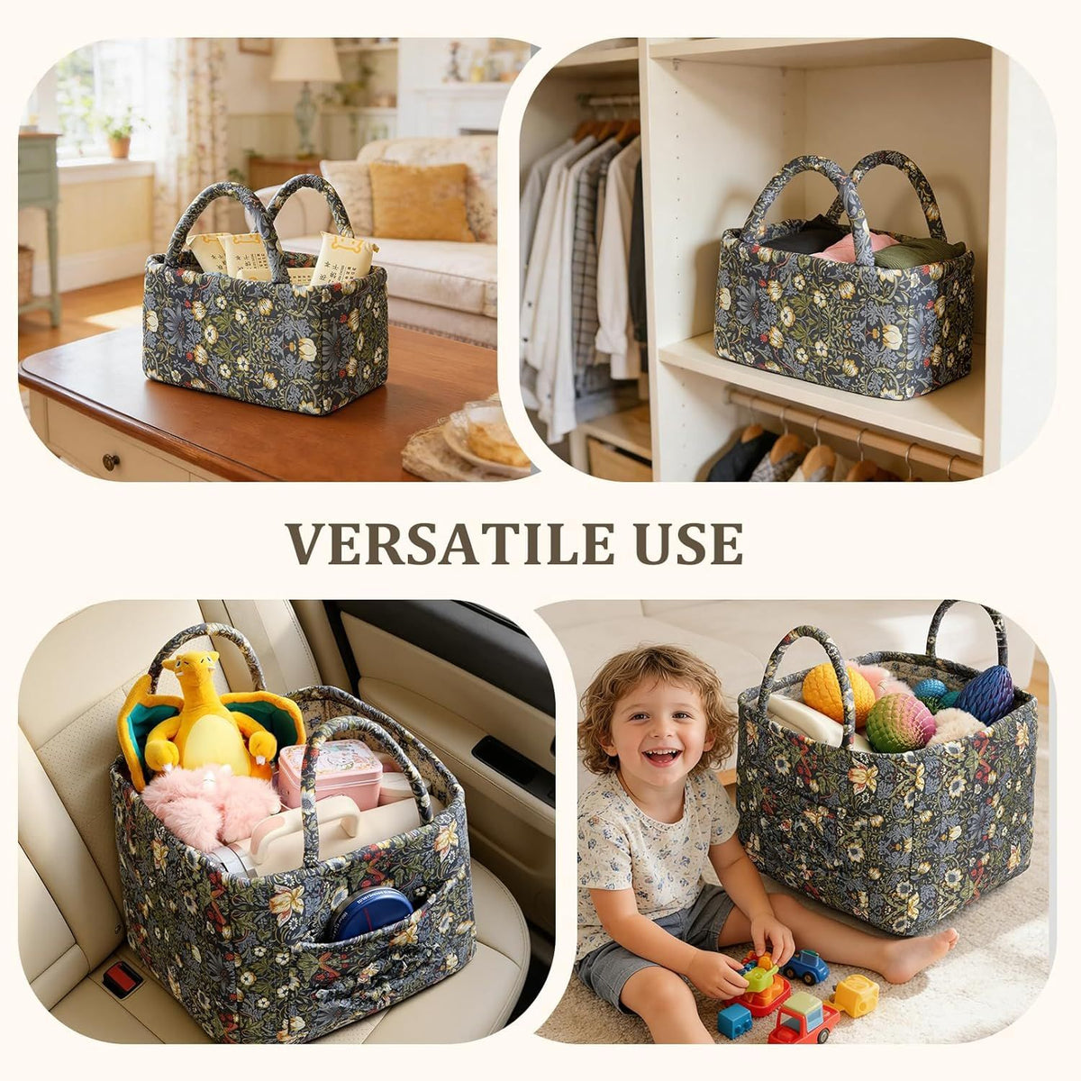 Portable Storage Baskets for Laundry, Nursery, and Bedroom Use