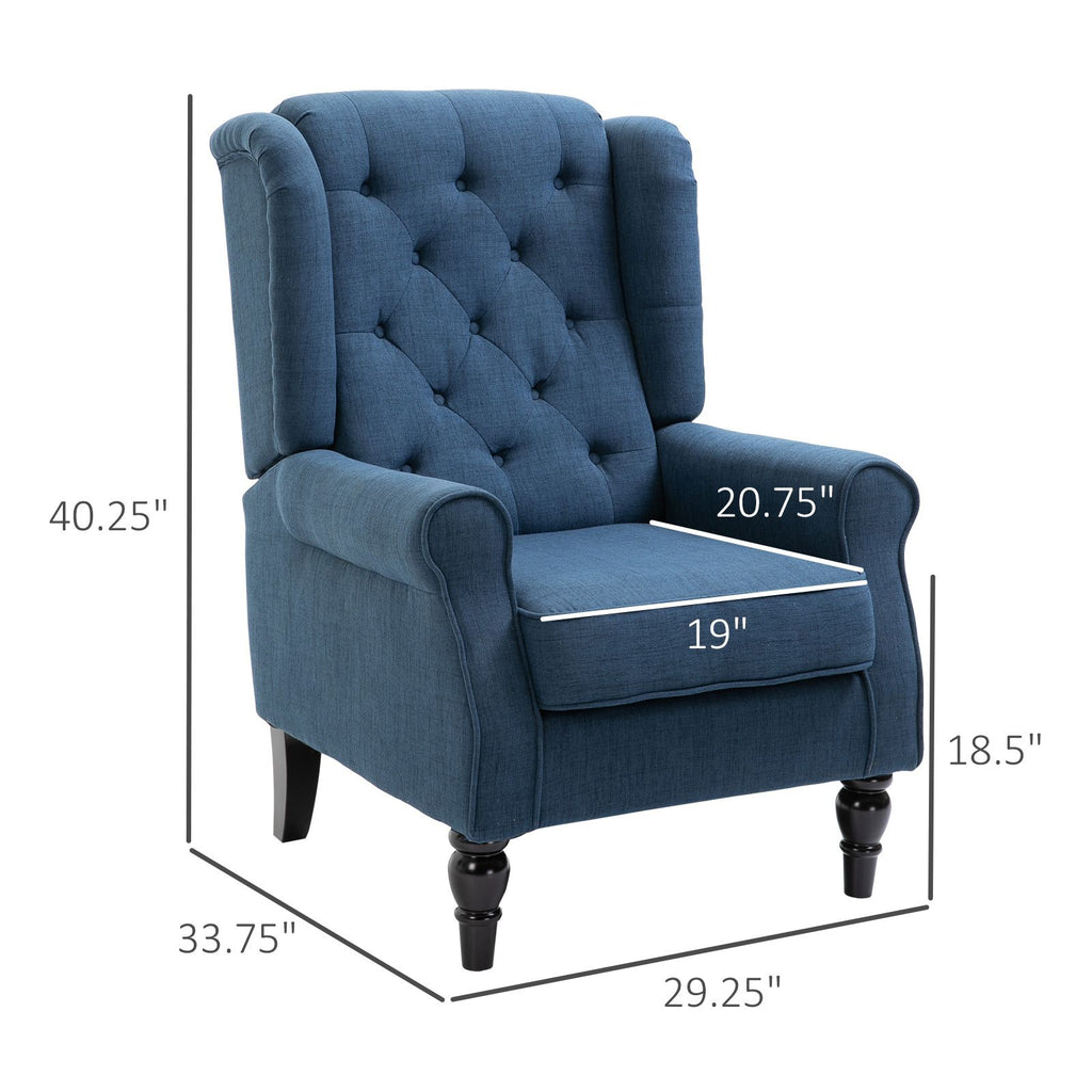 Button Tufted Accent Chair with Removable Seat Cover and Wood Legs