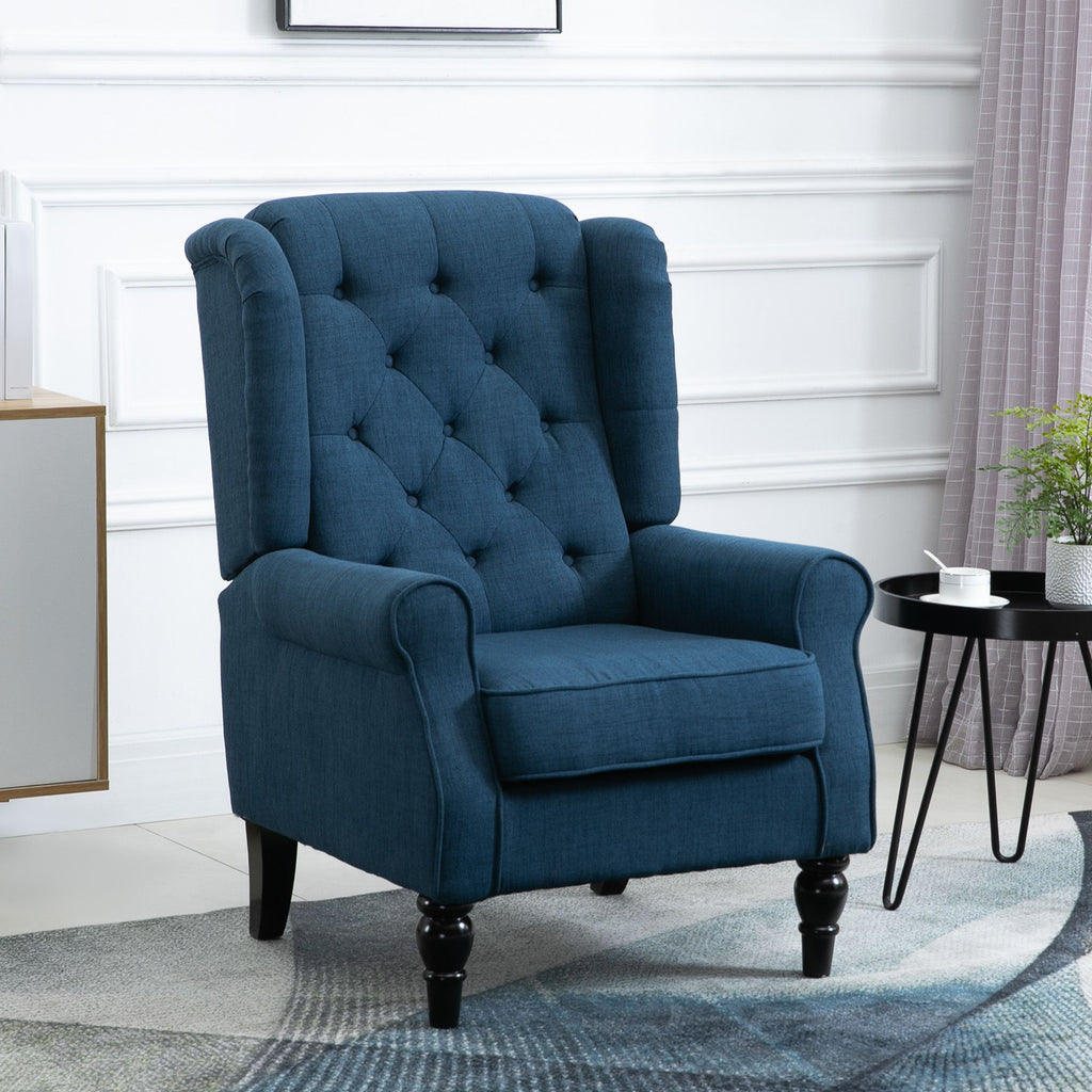 Button Tufted Accent Chair with Removable Seat Cover and Wood Legs