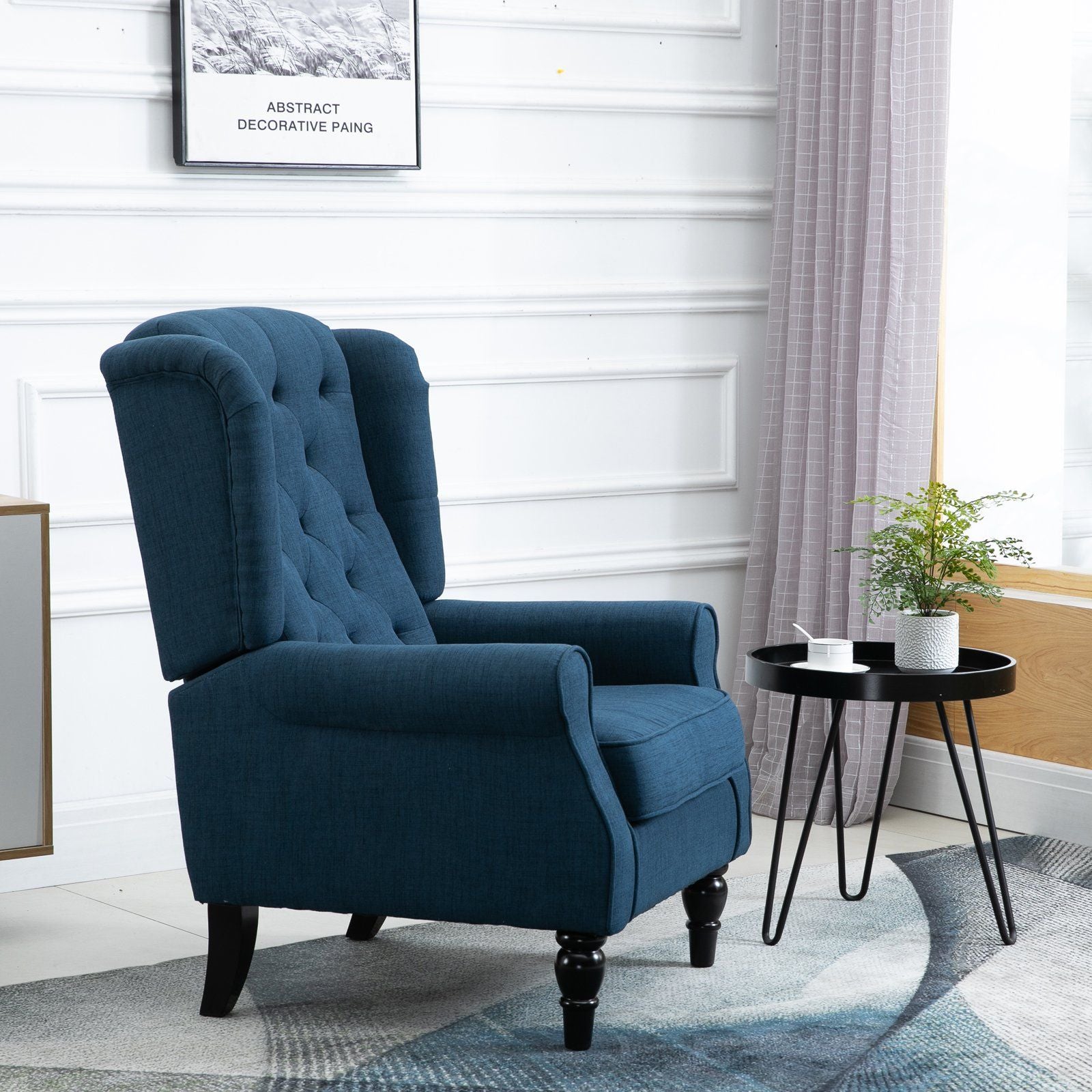 Button Tufted Accent Chair with Removable Seat Cover and Wood Legs