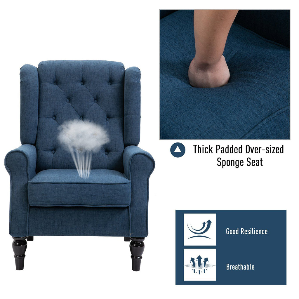 Button Tufted Accent Chair with Removable Seat Cover and Wood Legs
