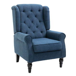 Button Tufted Accent Chair with Removable Seat Cover and Wood Legs