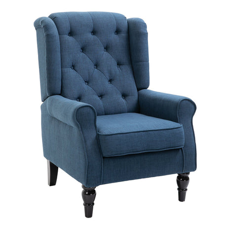 Button Tufted Accent Chair with Removable Seat Cover and Wood Legs