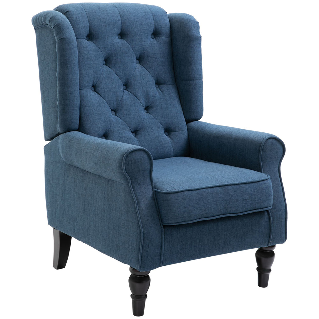 Button Tufted Accent Chair with Removable Seat Cover and Wood Legs