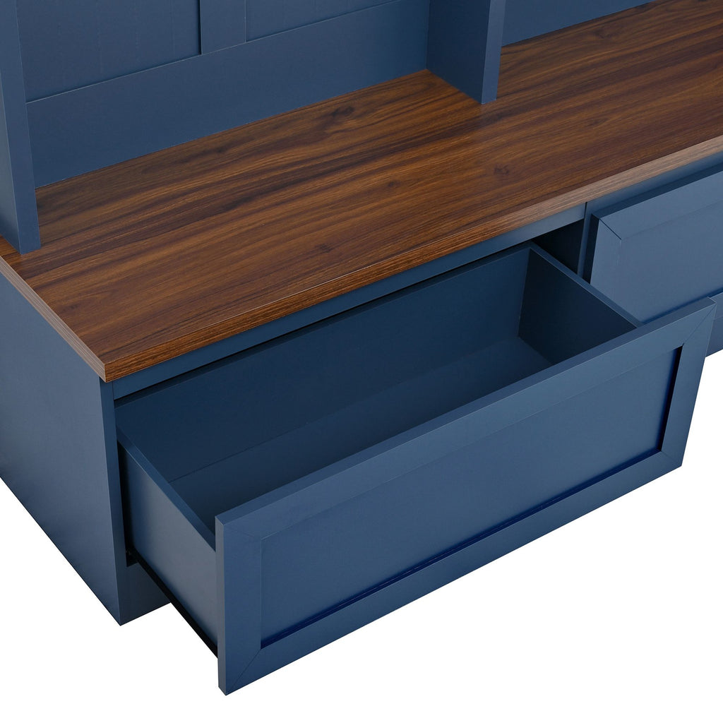 Farmhouse Hall Tree with Bench, Drawers, and Hooks