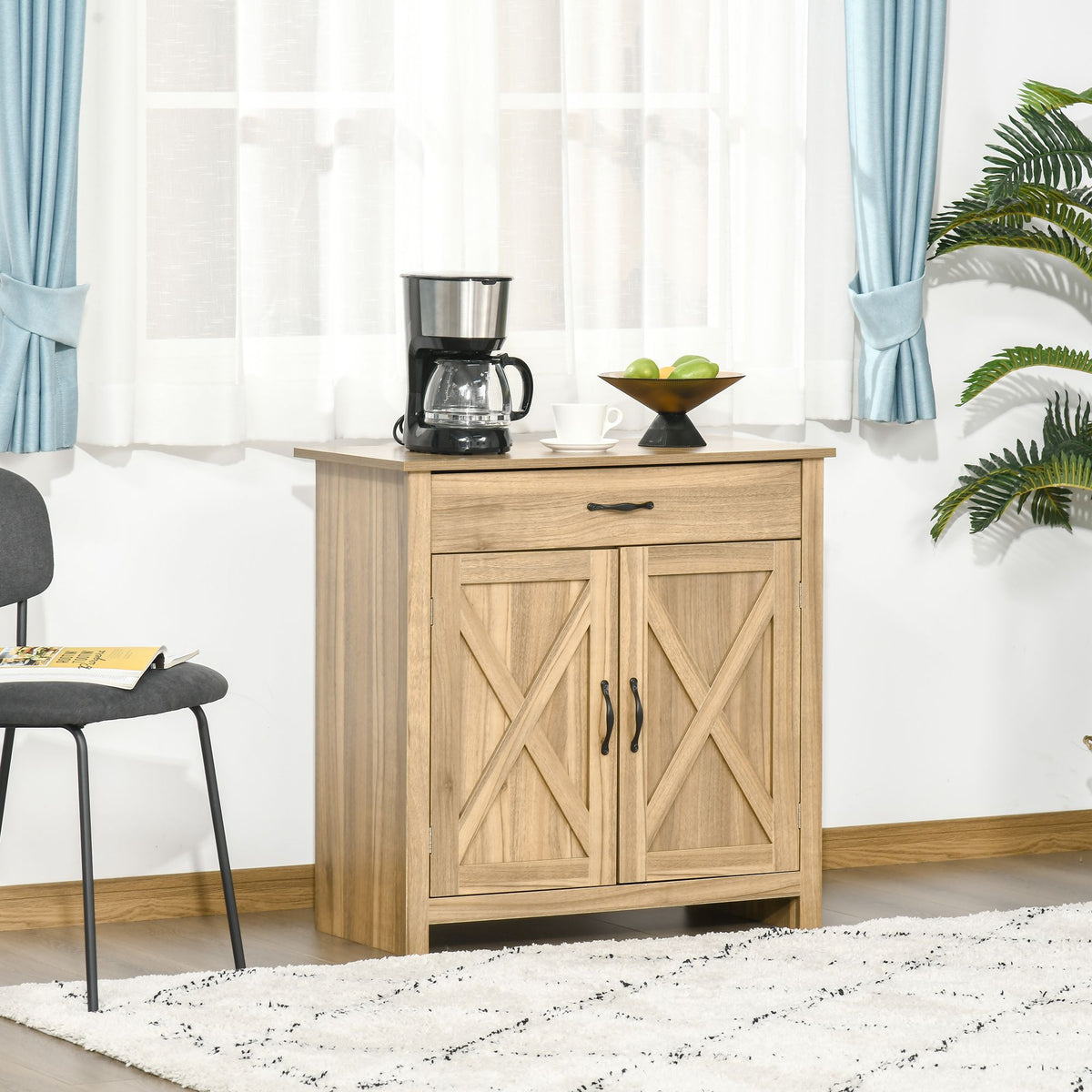 Farmhouse Buffet Cabinet with Barn Doors