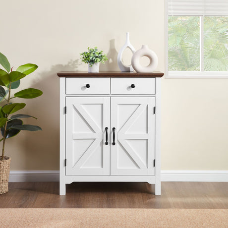 Farmhouse Buffet Cabinet with Barn Doors and Adjustable Shelf