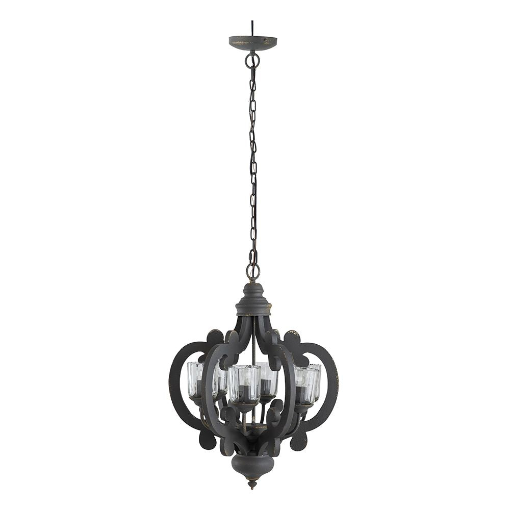 Charcoal Gray Farmhouse Chandelier with Classic Curves