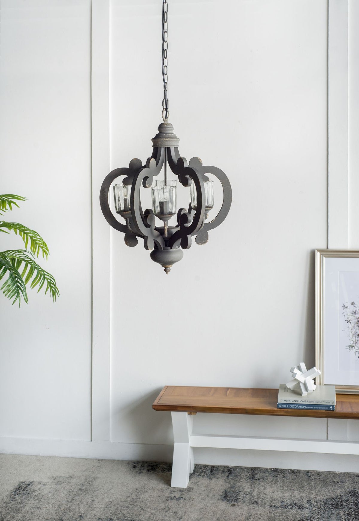 Charcoal Gray Farmhouse Chandelier with Classic Curves