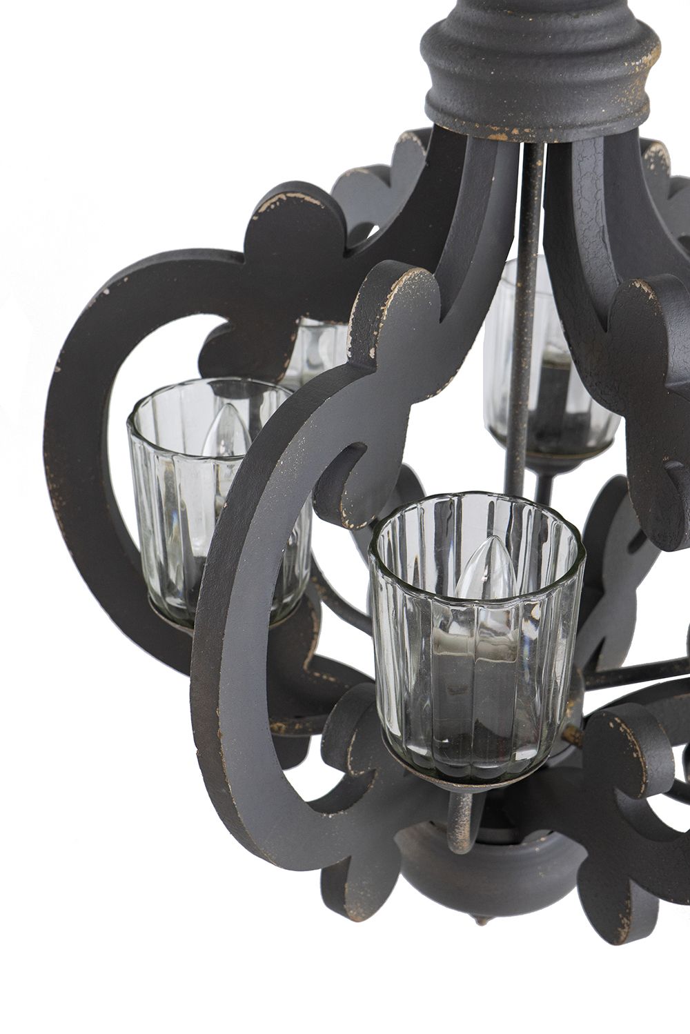 Charcoal Gray Farmhouse Chandelier with Classic Curves