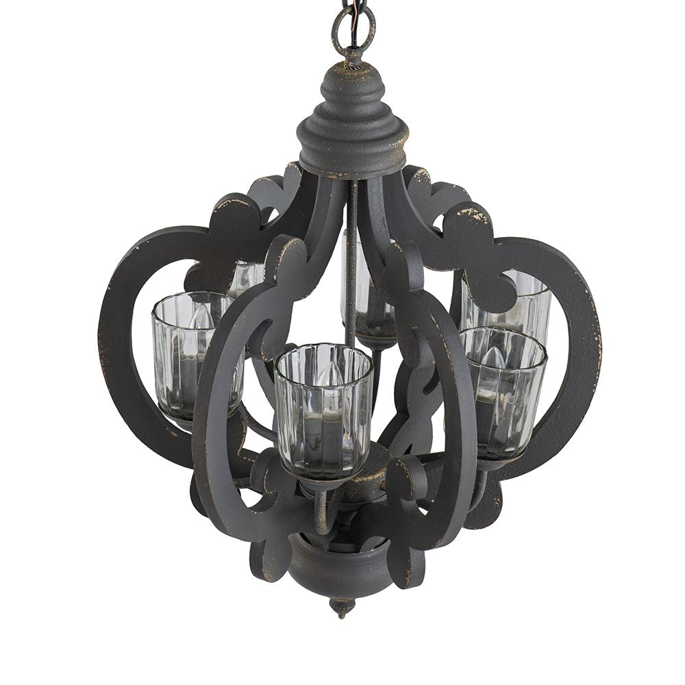 Charcoal Gray Farmhouse Chandelier with Classic Curves
