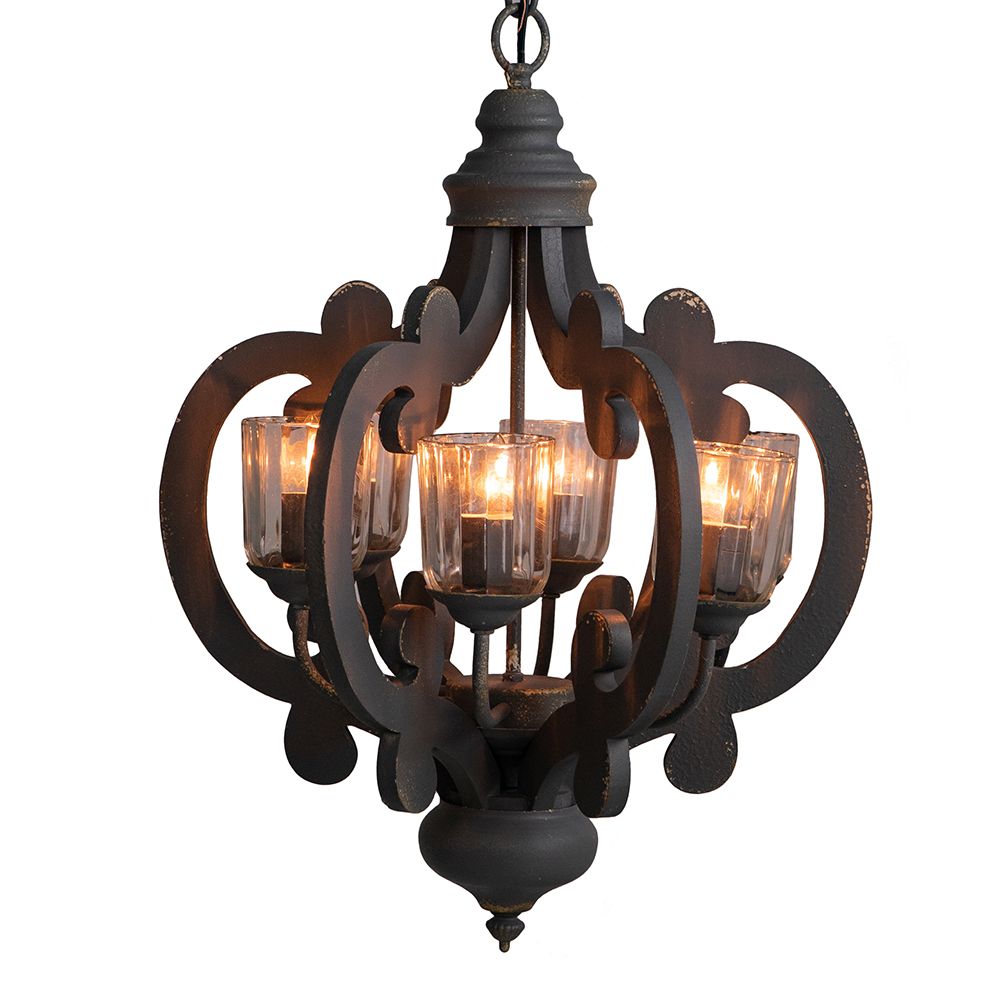 Charcoal Gray Farmhouse Chandelier with Classic Curves