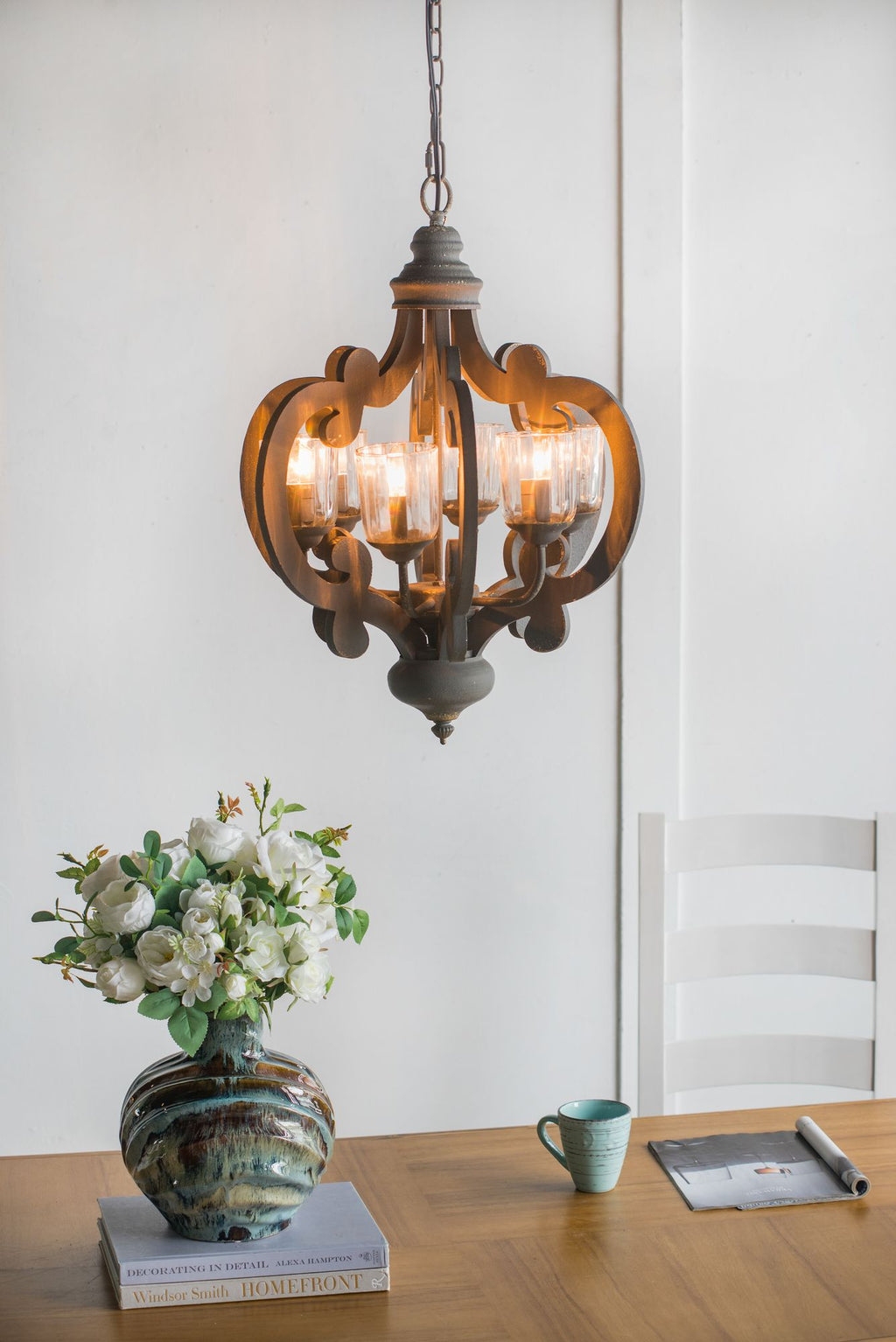 Charcoal Gray Farmhouse Chandelier with Classic Curves