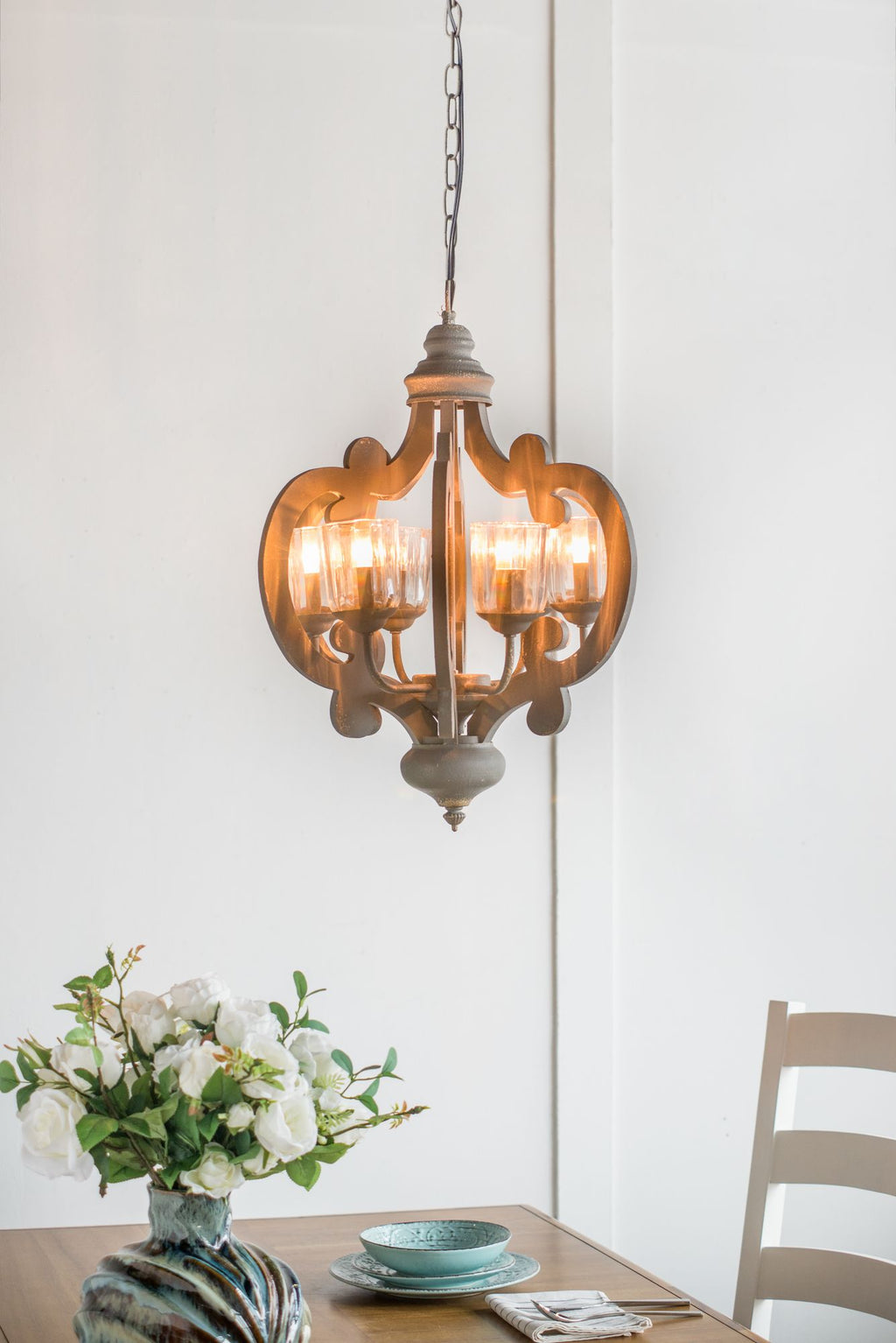 Charcoal Gray Farmhouse Chandelier with Classic Curves