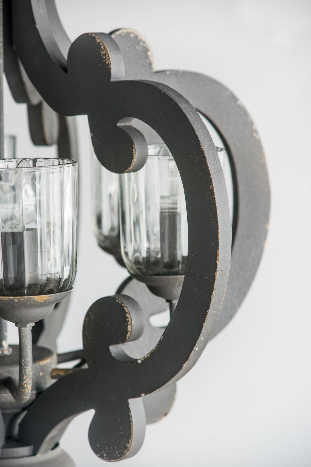 Charcoal Gray Farmhouse Chandelier with Classic Curves