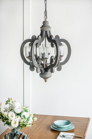 Charcoal Gray Farmhouse Chandelier with Classic Curves