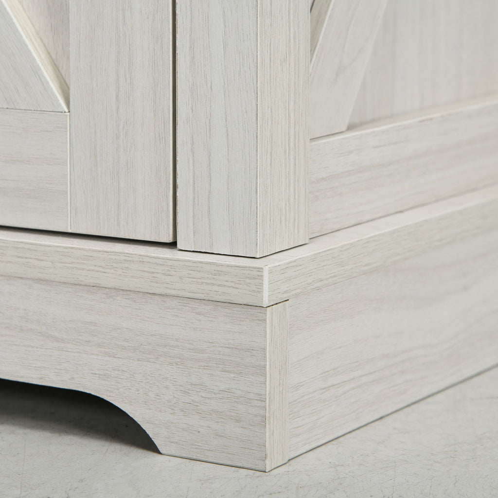 Farmhouse End Table with Storage, Side Table with Charging Station and USB Ports for