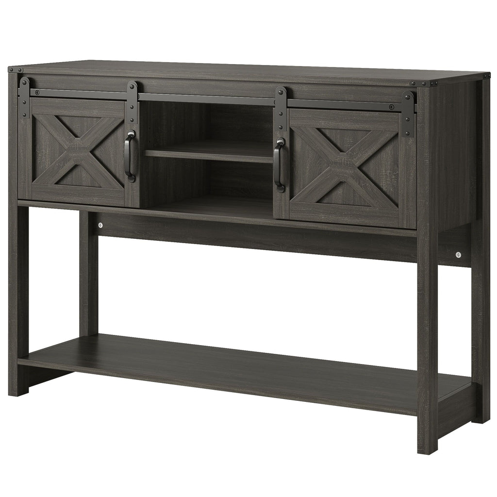 Farmhouse Console Table with Sliding Barn Doors