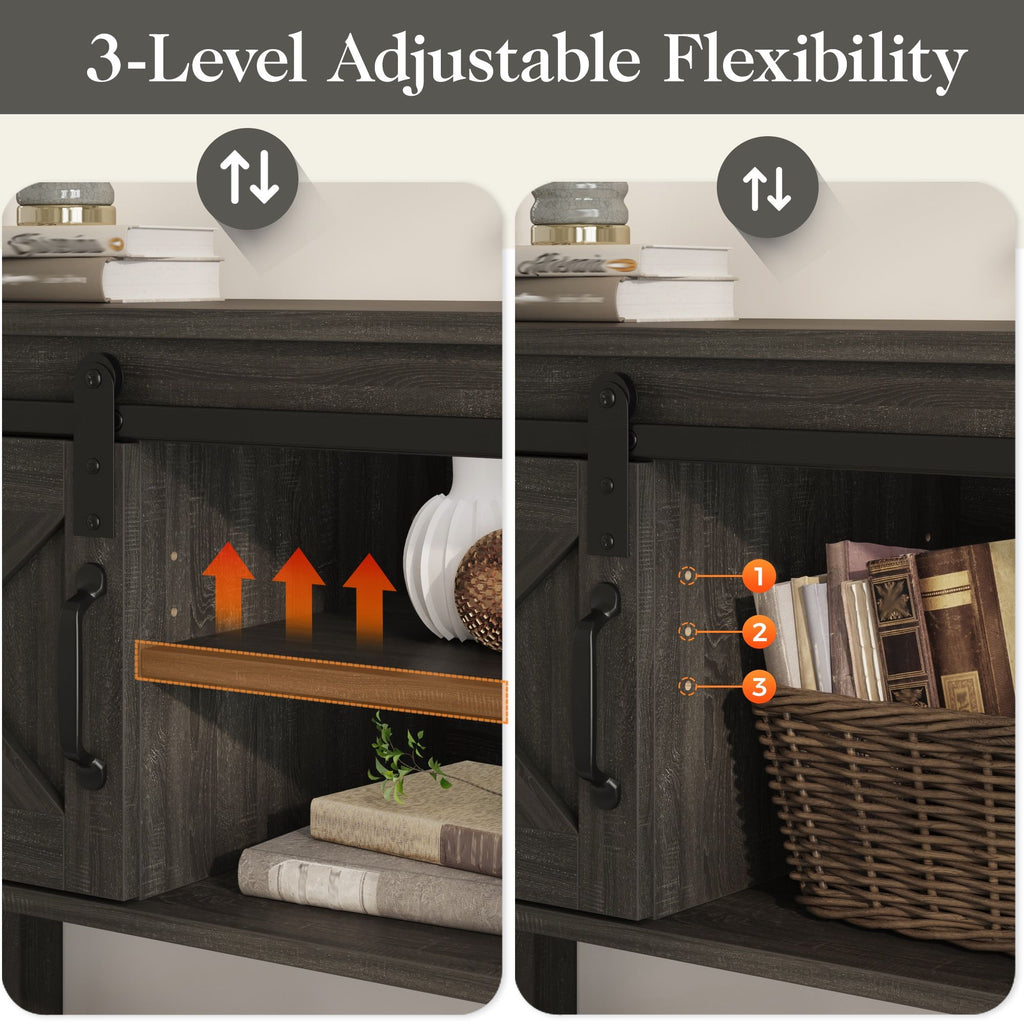Farmhouse Console Table with Sliding Barn Doors