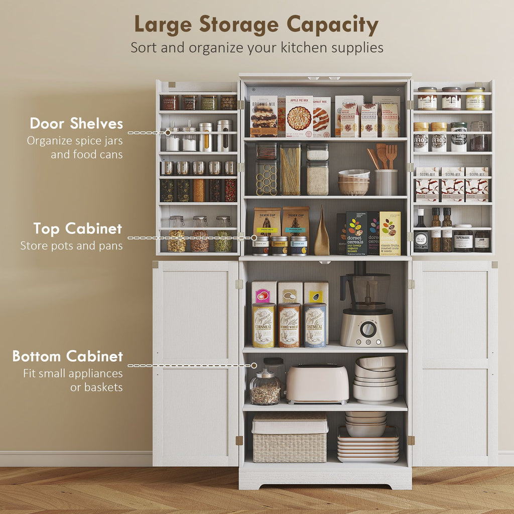 Farmhouse Pantry Cabinet with Adjustable Storage