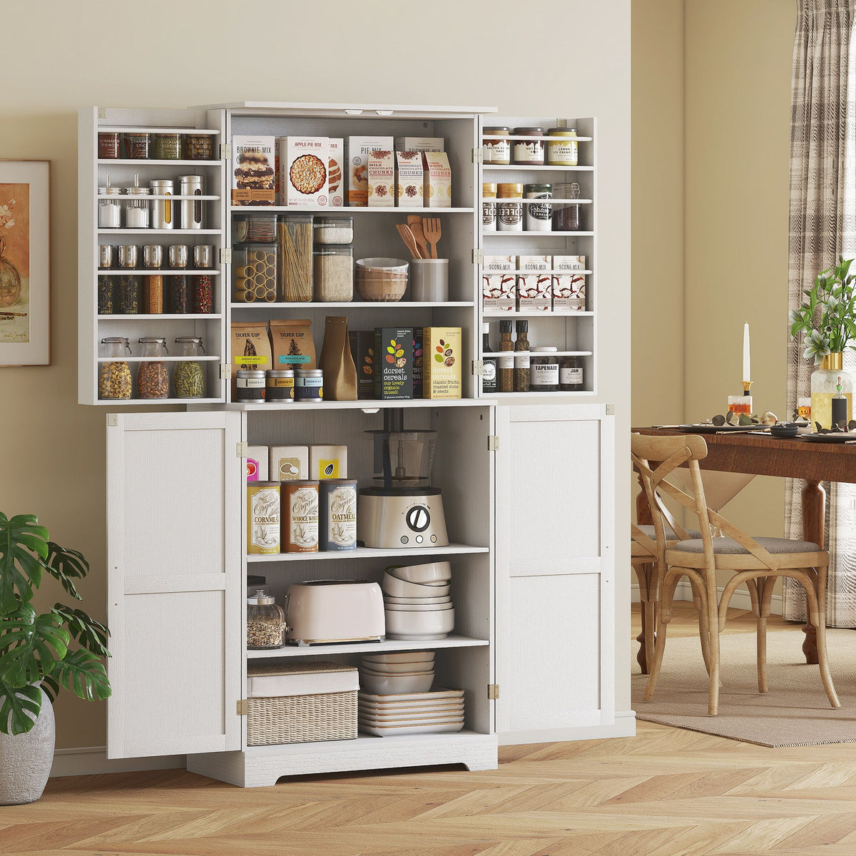Farmhouse Pantry Cabinet with Adjustable Storage