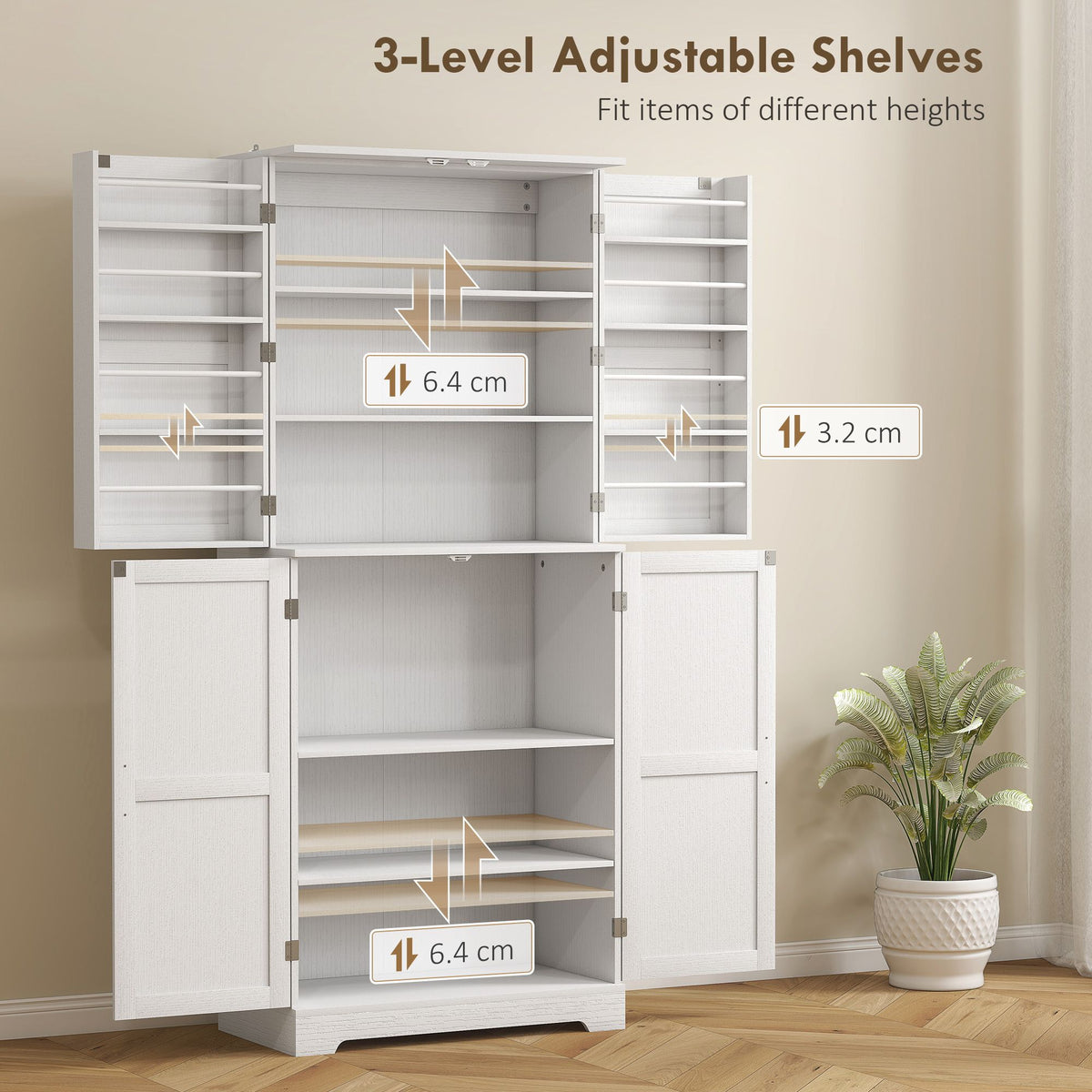 Farmhouse Pantry Cabinet with Adjustable Storage