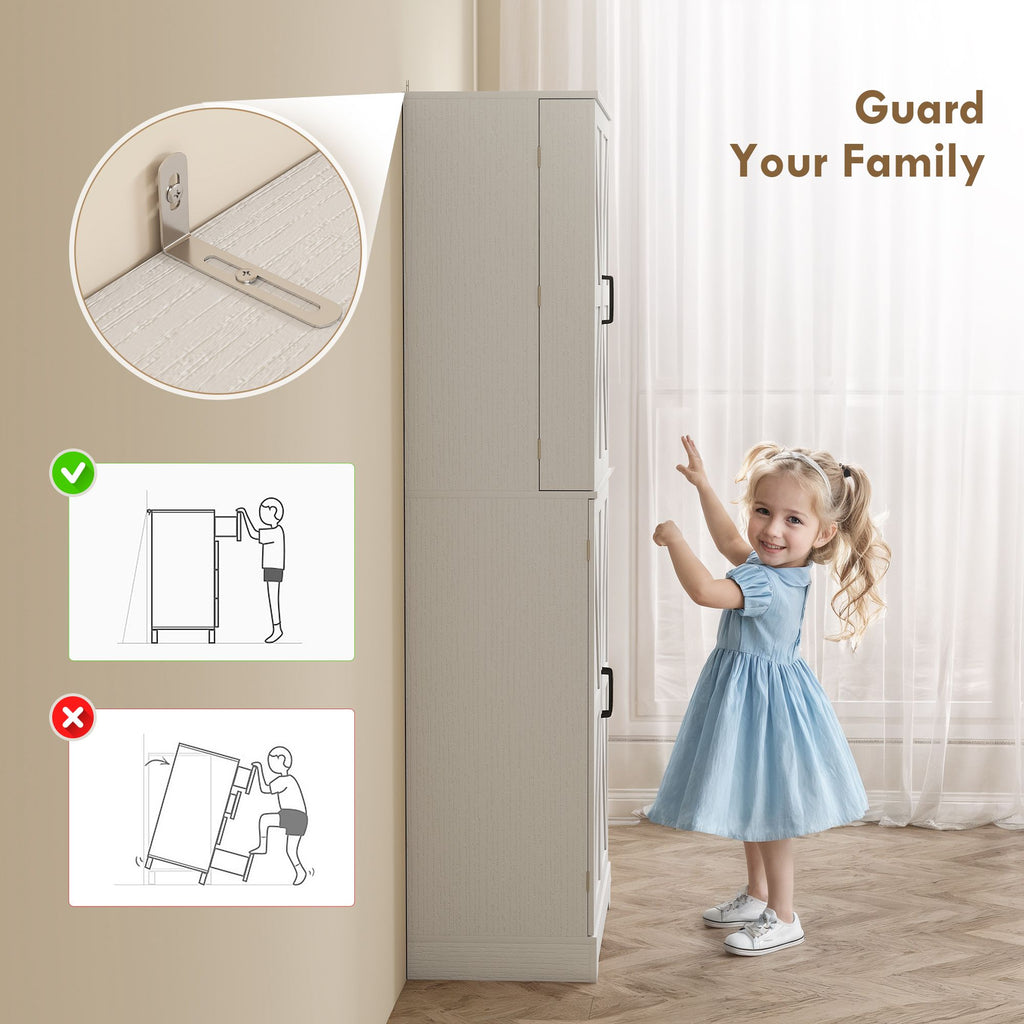 Farmhouse Pantry Cabinet with Adjustable Storage