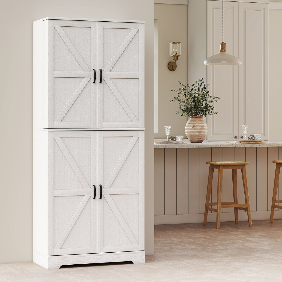 Farmhouse Pantry Cabinet with Adjustable Storage