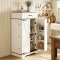 Farmhouse Pantry Cabinet with Adjustable Shelves and Barn Doors - white