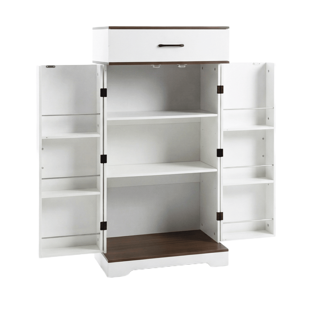 Farmhouse Pantry Cabinet with Adjustable Shelves and Barn Doors