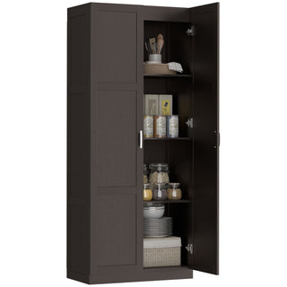 Tall Farmhouse Pantry Cabinet with Adjustable Shelves and Soft-Close Hinges