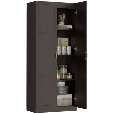 Tall Farmhouse Pantry Cabinet with Adjustable Shelves and Soft-Close Hinges