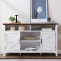 Antique White Farmhouse Buffet Cabinet with Hinged Barn Doors - Rustic Storage Solution