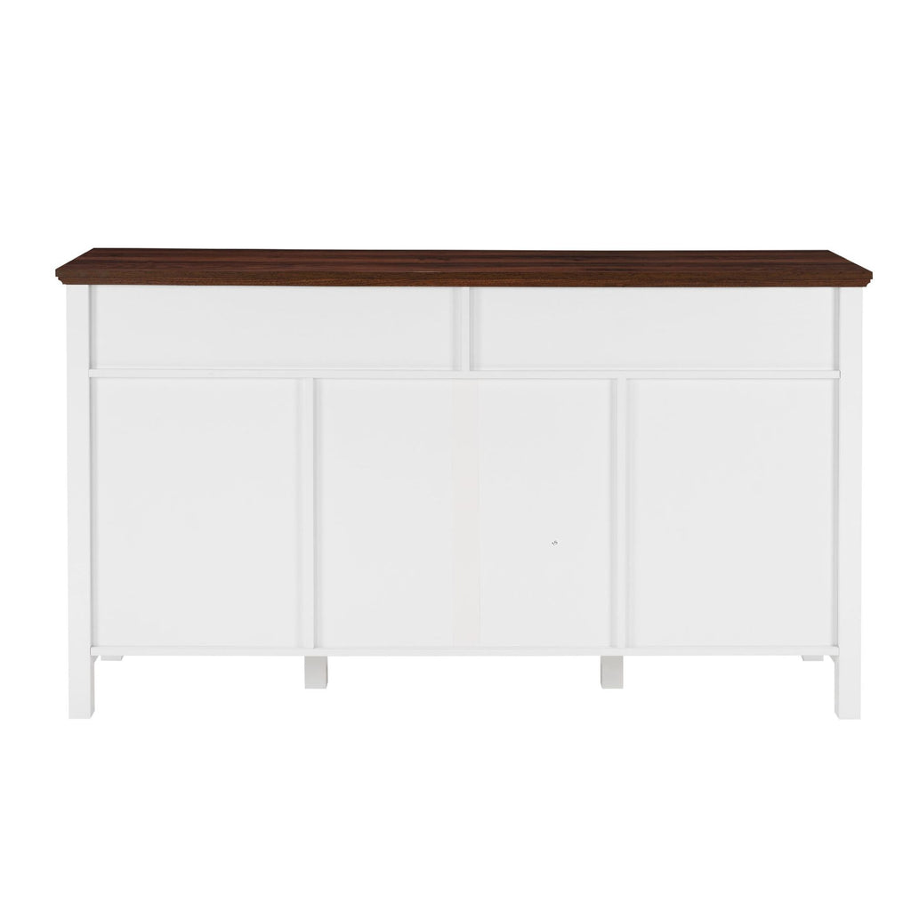 Antique White Farmhouse Buffet Cabinet with Hinged Barn Doors - Rustic Storage Solution