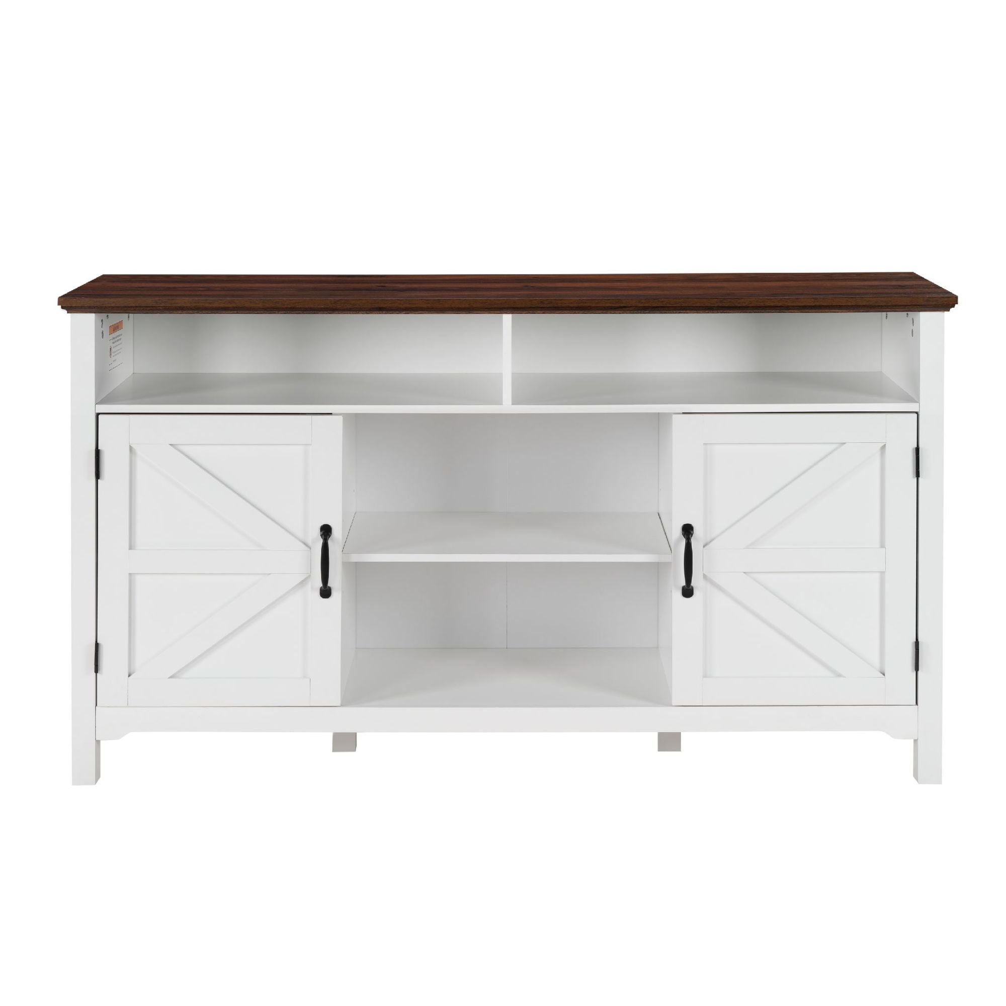Antique White Farmhouse Buffet Cabinet with Hinged Barn Doors - Rustic Storage Solution