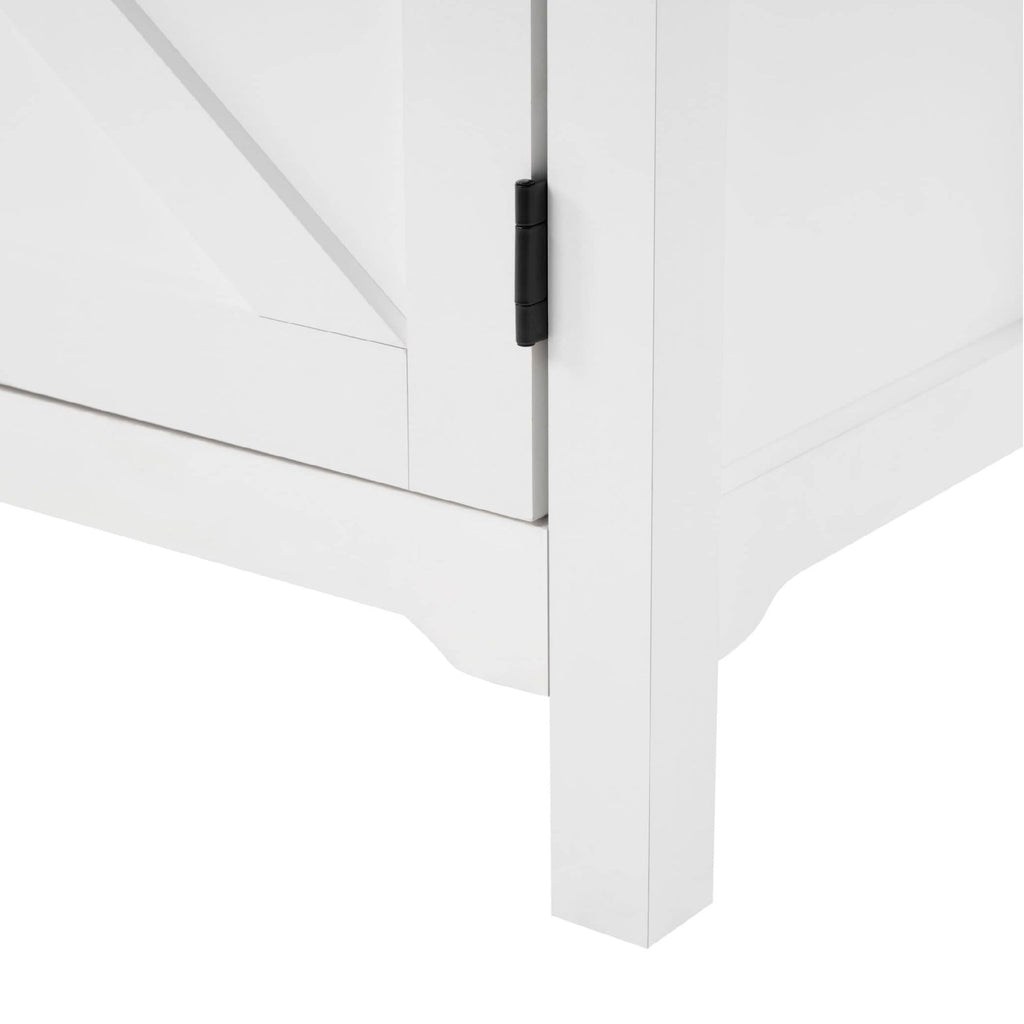 Antique White Farmhouse Buffet Cabinet with Hinged Barn Doors - Rustic Storage Solution