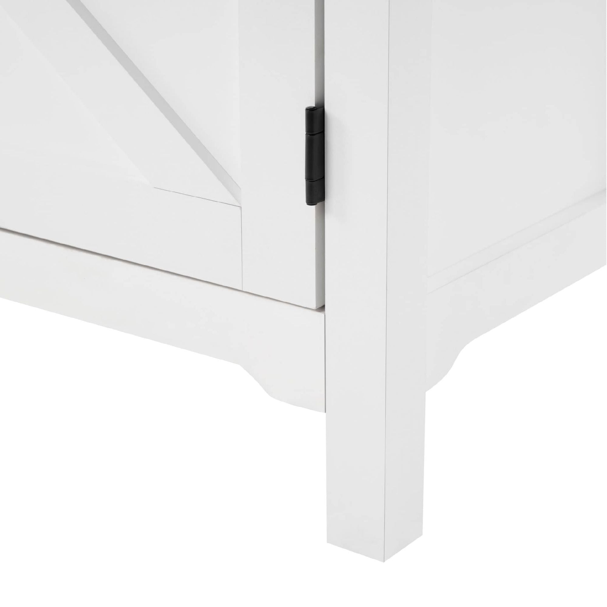 Antique White Farmhouse Buffet Cabinet with Hinged Barn Doors - Rustic Storage Solution