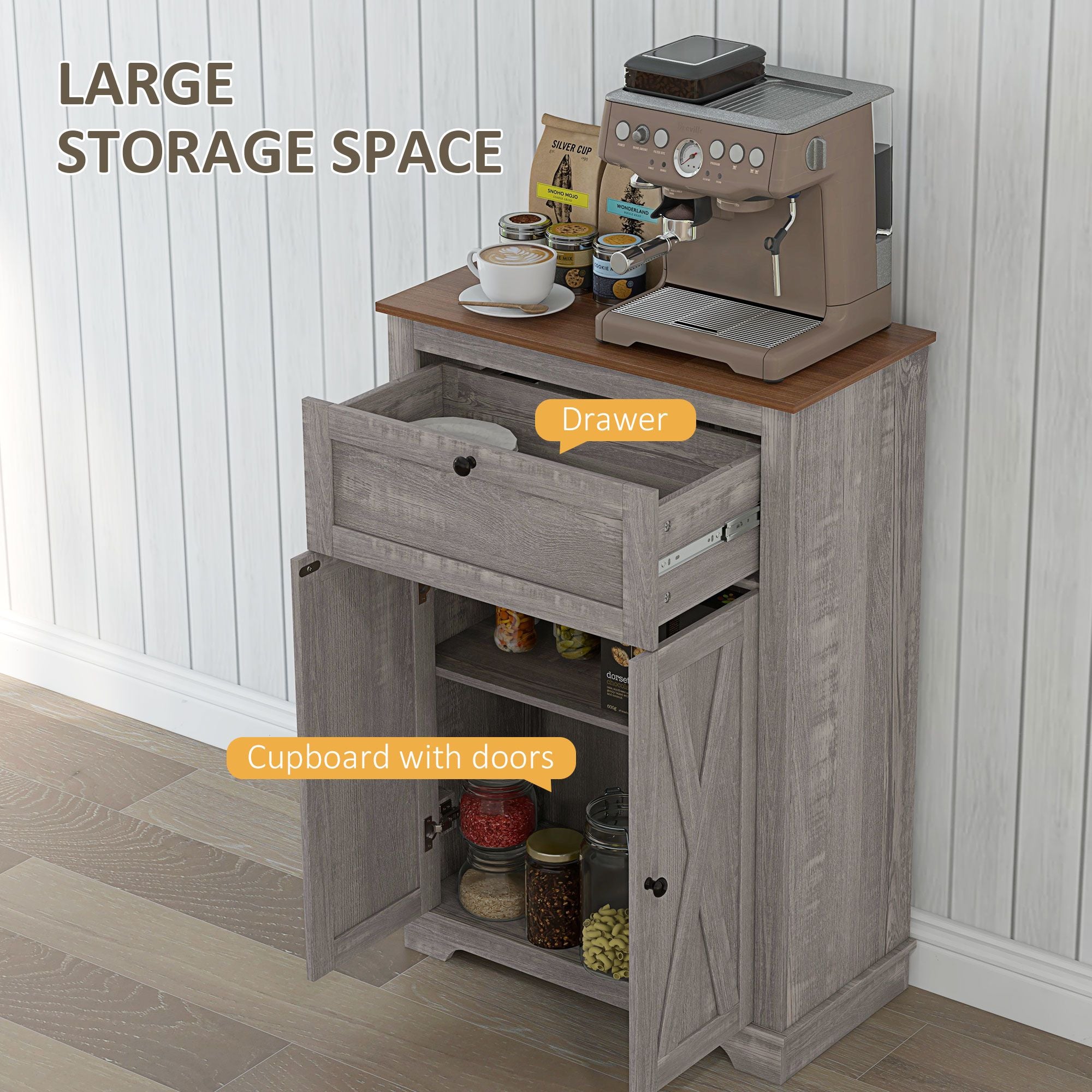 Farmhouse Sideboard Storage Cabinet with Doors and Drawer