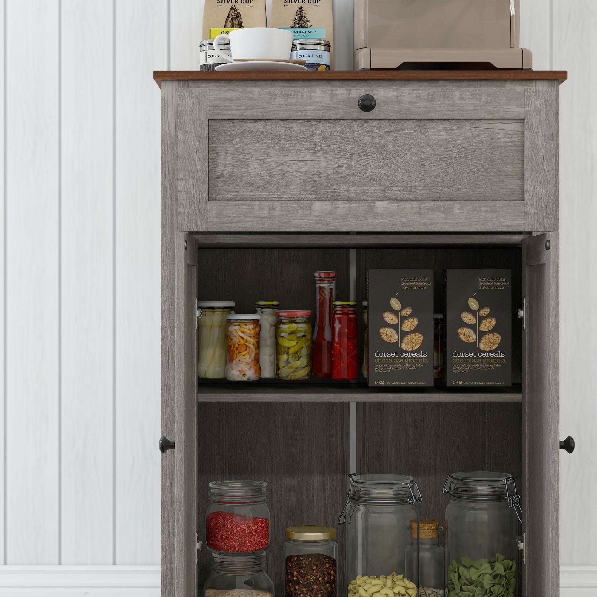 Farmhouse Sideboard Storage Cabinet with Doors and Drawer