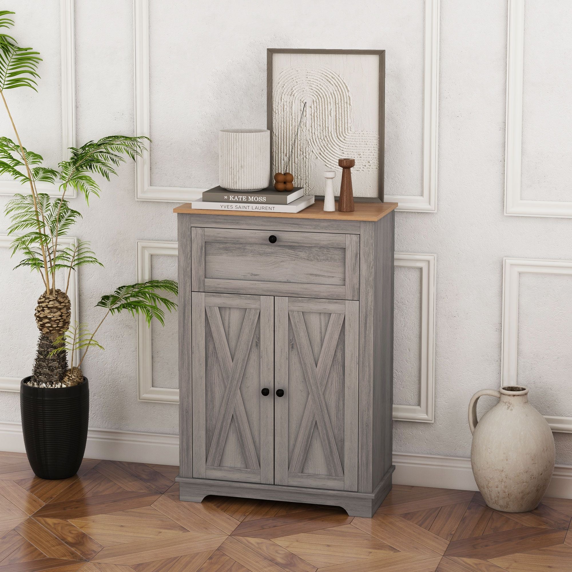 Farmhouse Sideboard Storage Cabinet with Doors and Drawer